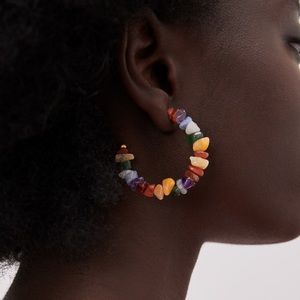 Zara Stone Hoop Earrings